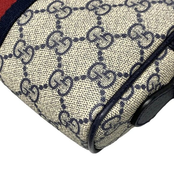 Auth GUCCI Ophidia GG Supreme Mini Bag 517350 Cream Navy Red PVC Leather - Picture 3 of 16